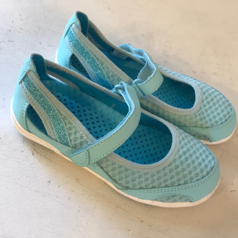 Lands end loafers flats baby blue w/sparkles
